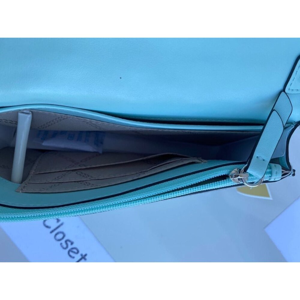 MICHAEL KORS Crossbody Phone jet set leather woven aqua - Picture 7 of 12